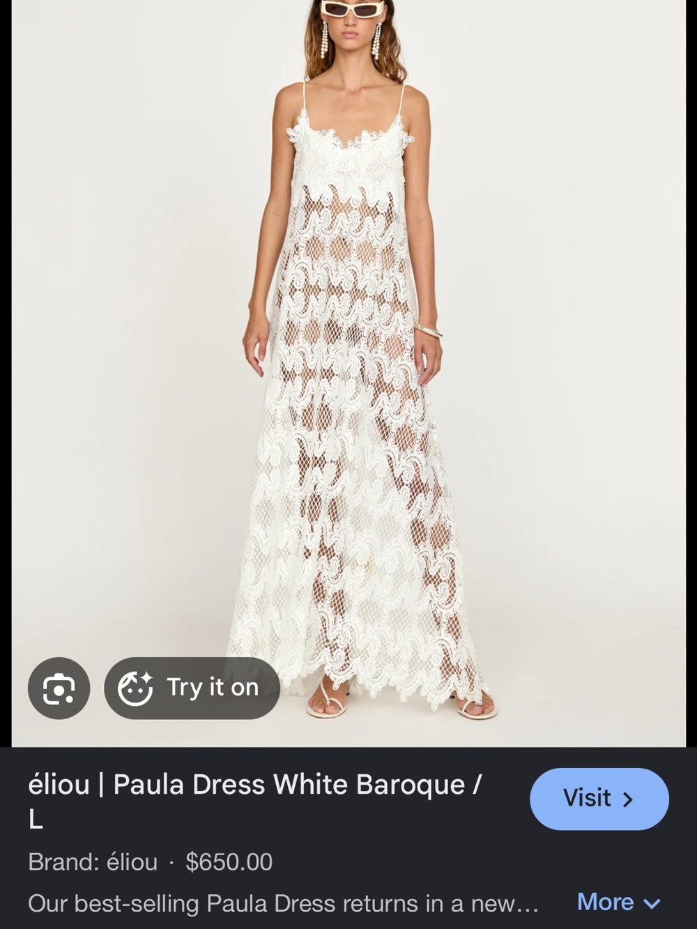 Eliou White Lace Maxi Slip Dress